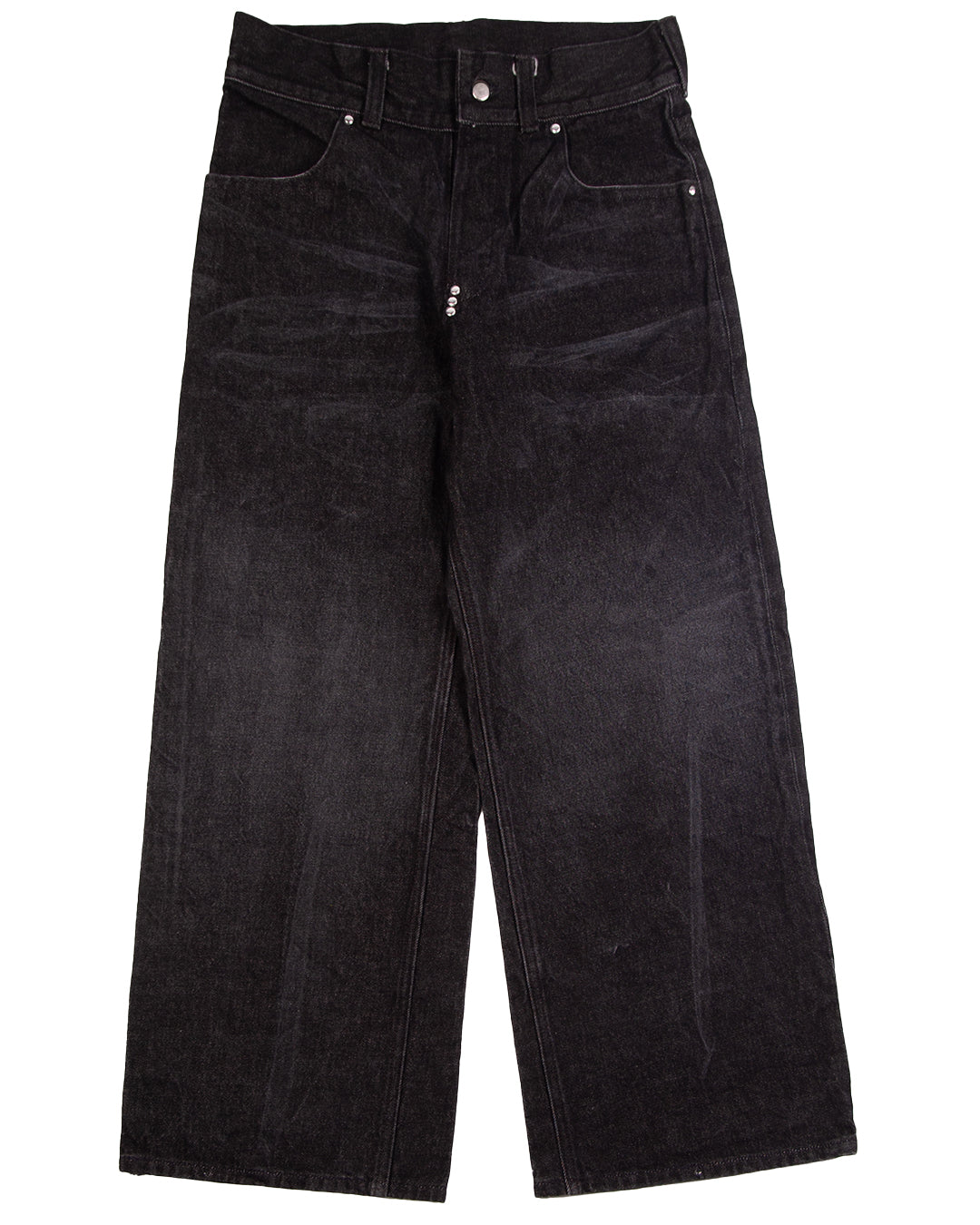 Wide-Leg Denim Jean - Faded Black