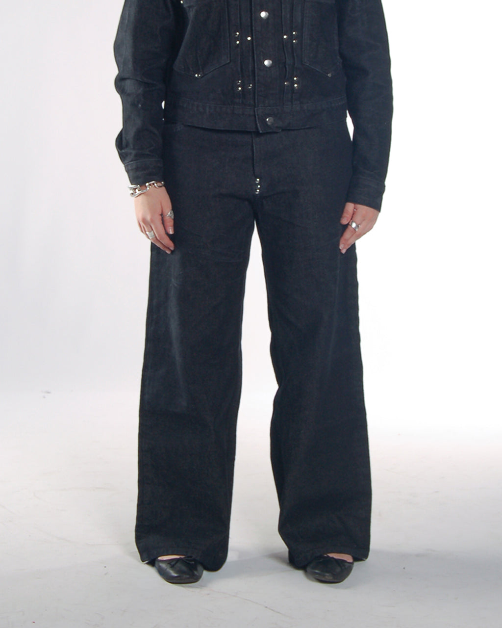 Wide-Leg Denim Jean - Faded Black
