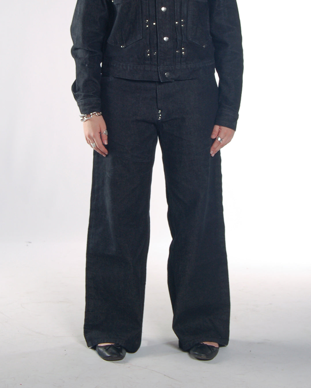 Wide-Leg Denim Jean - Faded Black