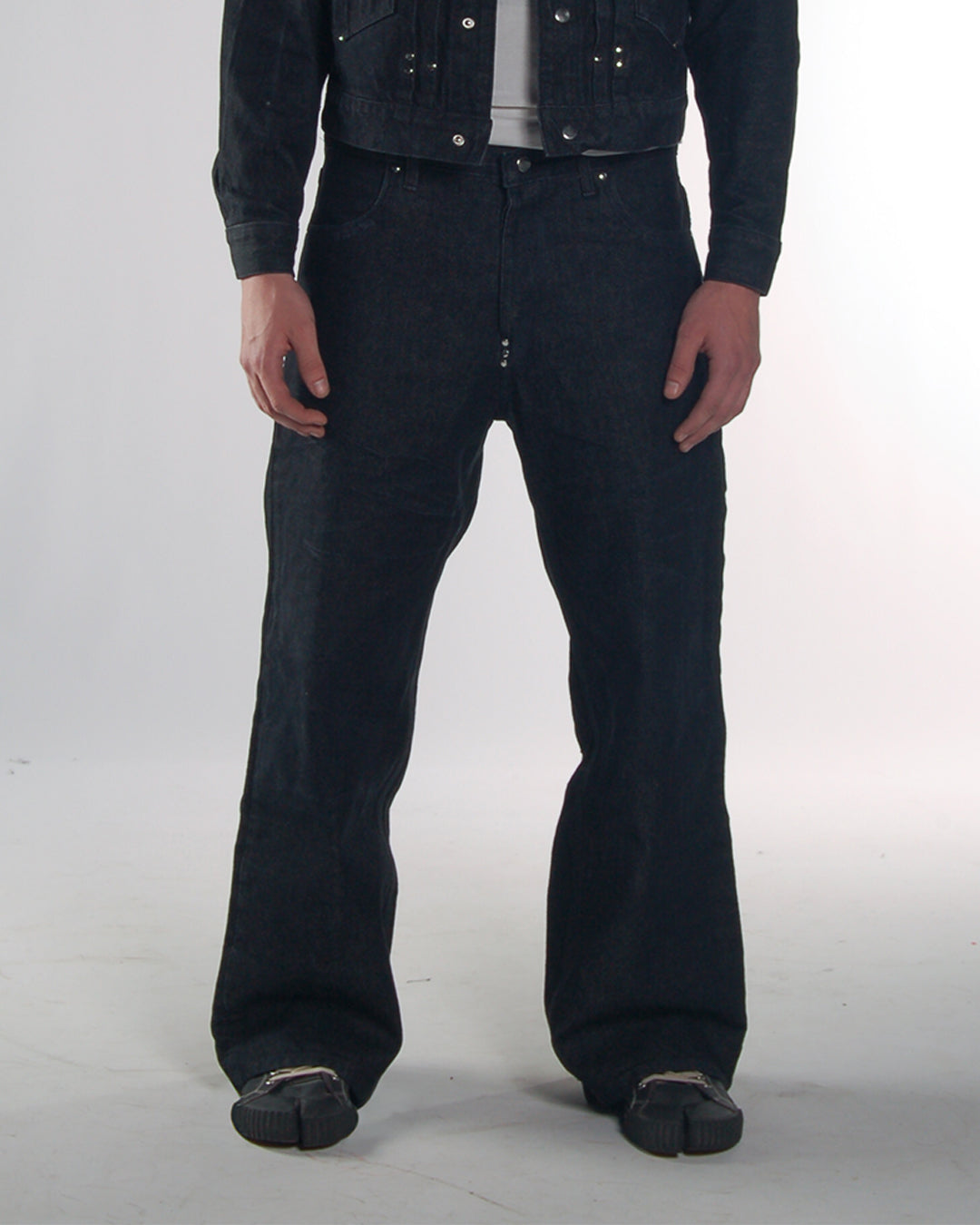 Wide-Leg Denim Jean - Faded Black